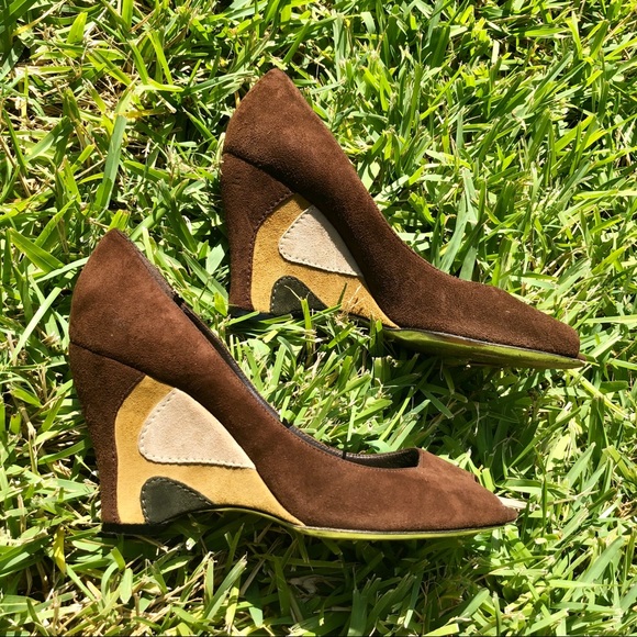 Emilio Pucci suede colorblock wedges - Picture 1 of 7